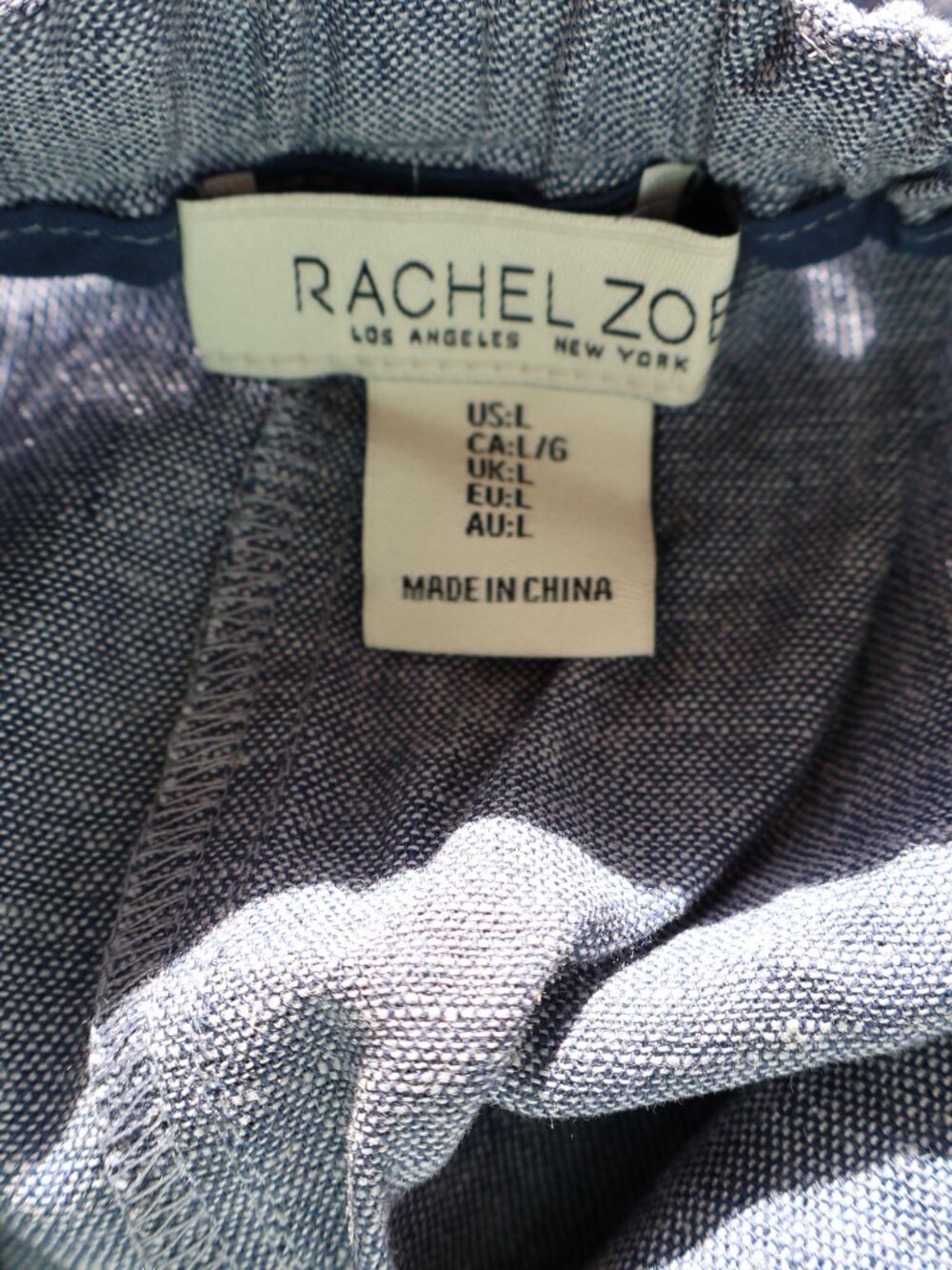 NWT Rachel Zoe Linen Blend Wide Leg Drawstring Pants Women's Large Blue - Picture 5 of 5